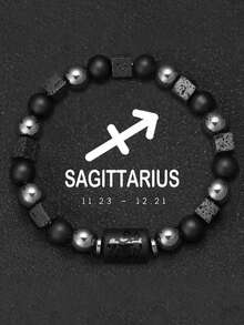 YAUKIA 十二生肖男女情侣友谊手链，火山石和赤铁矿珠子串成，绝佳的个性化礼物 - 彩色 - 查看 12