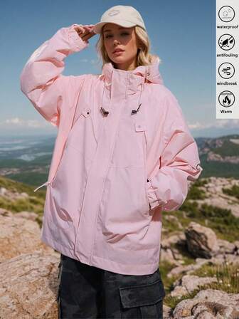 Chaqueta cortavientos de otoño para mujer, 3 en 1 impermeable, a prueba de viento y cálida, adecuada para uso casual en la ciudad, deportes al aire libre y viajes diarios