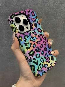 Colorful Leopard Print Two-In-One Matte Texture Phone Case Suitable For Compatible With Iphone17,16, 15, 14, 13, 12, 11, PRO MAX,PLUS,Case Suitable For Compatible With Samsung Galaxy S21/22/23/24/25 Ultra/FE+,NOTE20 Ultra,A71/56/55/54/53/52/36/34/26/25/23/16/15/14/13/06 - 彩色 - 查看 2
