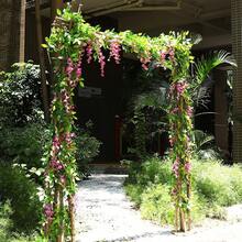 1/80pcs Artificial Wisteria Silk Hanging Flower Garland, Suitable For Home Garden Outdoor Ceremony Wedding Arch Floral Decor, Backdrop Wall Decor, DIY Wreath Materials, Wedding Car Decor, Doorway Decor, Bedroom Decor, Outdoor Decor, Garden Decor - Purple - View 3