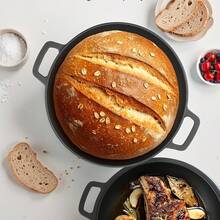 Senmeo 5 Quart Pre-Seasoned Cast Iron Dutch Oven Set - 2-In-1 Pot With Skillet Lid, Silicone Handles & Iron Stand For Home/Camping/BBQ (Black) - Black - View 8