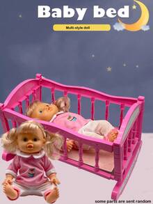 26厘米逼真娃娃，可尿尿、喝水、发出4种声音，配有奶瓶和奶嘴，粉色床，随机包含连衣裙印花，适合女孩的过家家礼物 - 粉紅色(衣服印刷隨機髮) - 查看 15