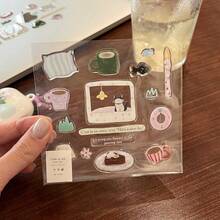 1 Sheet Cat Life Jelly Stickers, Cute 3D DIY Phone Case, Scrapbooking Stickers - Multicolor - View 15