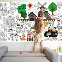 Meetcolor Happy Halloween Giant Coloring Poster, Large Halloween Crafts Coloring Paper Tablecloth Banner For Kids, 72 X 30 Inch Color-In Activities Party Games Birthday Party Supplies Decorations - Brown - View 7