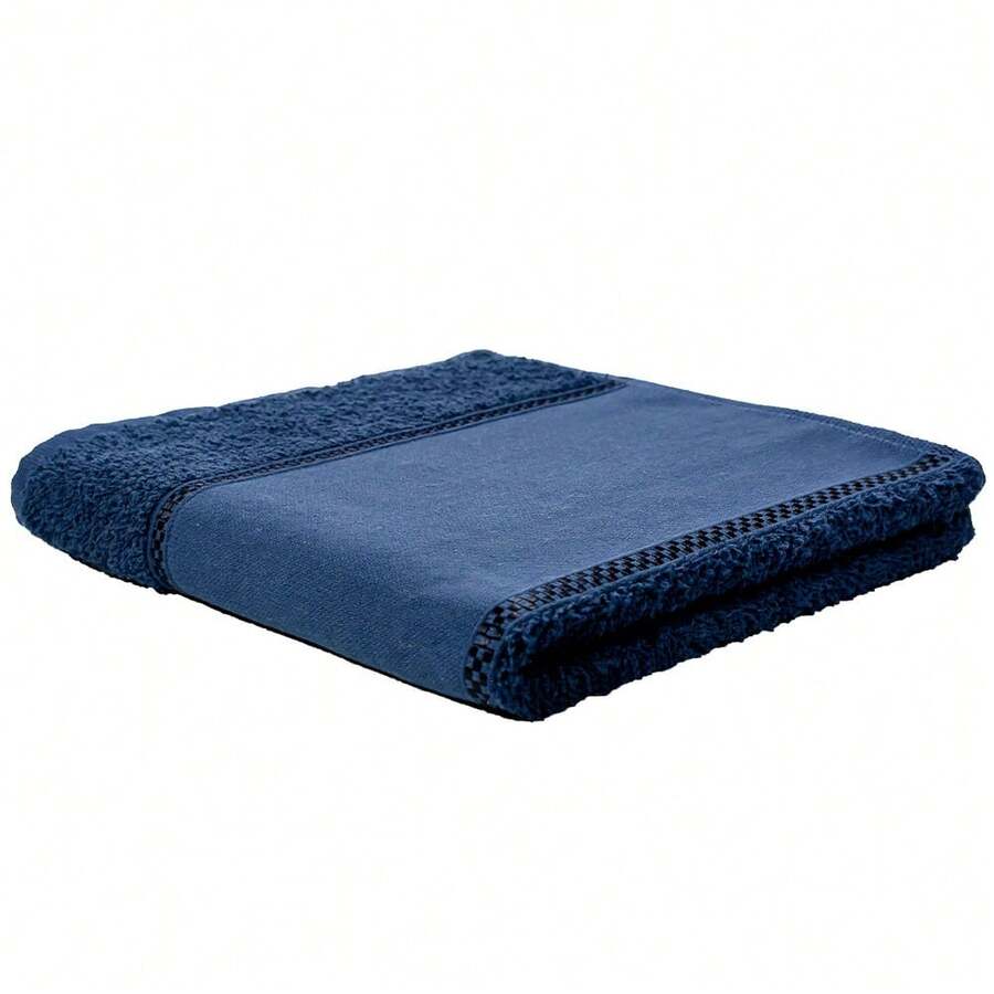 Kit Of 3 Arteira Russian Stitch Face Towels For Machine Embroidery, 100% Cotton - Navy Blue - View 1