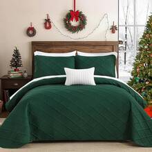 Yiran - Juego de edredón de color beige, tamaño, ligero, diseño de ondas ultrasónicas, colcha de microfibra suave para todas las estaciones, estilo moderno, juego de funda de cama de 3 piezas - Diamante verde esmeralda - Ver 12
