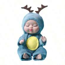 1pc Winter Wonderland Accent - Mini Sleeping Doll In Animal Robe - Multicolor - View 15