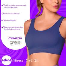 Selene Women's Seamless Ribbed Top High Support No Pad Fitness Comfortable Breathable Gym Top - Xanh chàm - Xem 3