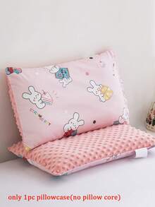 1 个枕套（不含枕芯），卡通动物、草莓、花卉印花，正面 100% 纯棉，反面温暖柔软的圆点羊毛，可翻转，拉链可拆卸，可机洗，适合儿童和青少年，四季皆宜，多种卡通图案