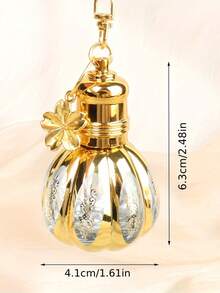 12ml Vintage Parfümflasche Schlüsselanhänger - Nachfüllbar, goldene Schale & kürbisförmiger Glasbehälter mit Kugel, Vintage Ätherisches Öl Karaffe, Geschenk für Frauen, Reise, Auto, Wohndekoration - Verschiedenfarbig - Übersicht 5