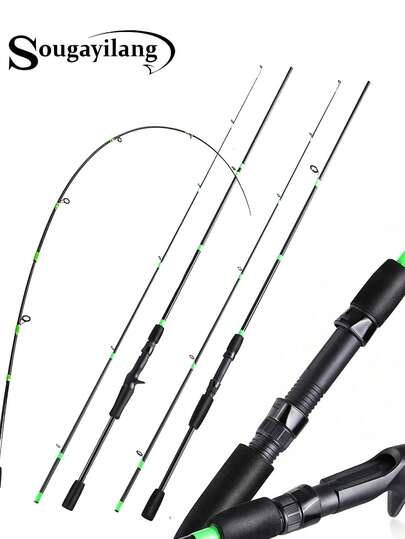 SOUGAYILANG 2 secciones Caña de pescar de fibra de carbono de 1,8 m, arrastre máximo de 5-10 lb, mango de EVA, asiento de rueda ABS, caña sensible para agua dulce y salada