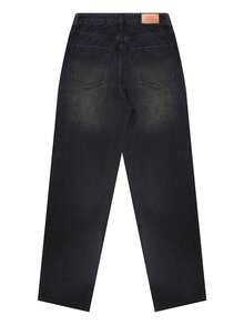 Womens Casual Black Denim Ripped Straight Leg Jeans With Pockets And Zipper Long Plain Style - 黑色 - 查看 7