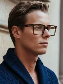 1 Cặp Kính phẳng gọng vuông PC màu nâu đơn giản phong cách cổ điển thời trang dành cho nam - màu nâu - Xem 1