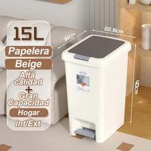 Cubo de basura.Alta calidad.Papelera Interior-Exterior Anti-olores.A prueba de agua.Capacidad 15 litros.Bote de basura con pedal y botón.Asas para retirar la basura.Higienico. - Aleatorio - Ver 3