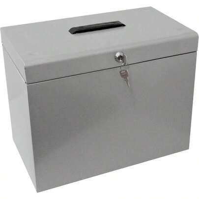 A4 Steel File Box With Starter Pack Of 5 Suspension Files - Grey