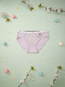 Paquete de 5 Braguitas de Bikini de Algodón con Estampado Kawaii de Gato y Corazones | Colores Pastel Surtidos (Rosa, Menta, Amarillo, Azul) | Talle Medio Elástico | Cómodas, Transpirables y Sin Costuras | Ropa Interior Lluvlette Estilo Casual Cute - Multicolor 10-12 - Ver 6