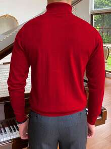 Men's Solid Color Casual Turtleneck Long Sleeve Sweater, Autumn/Winter