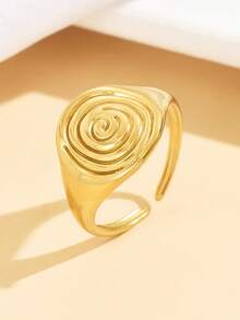 1pc Minimalist Geometric Open Ring, Adjustable Stainless Steel 18K Gold Plated Waterproof Jewelry For Daily Wear - Geometry - View 10