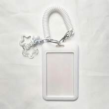 1 Piece Morandi Colorful Star Hanging Decoration Retractable Plastic Card Holder With Keychain - Cute And Practical For Bus, Campus, ID Card, Credit Card, Card Holder Keychain|Playful Accessories|Durable Plastic - Black - View 4