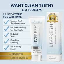 LIVFRESH Toothpaste Gel, Clinically Proven To Remove Plaque 250% Better, Improves Gum 190% Better, Prevents & Reduces Tartar, Freshens Breath, SLS Dental Gel, Wintergreen - 淡薄荷味,無色素,無泡沫 - 查看 7