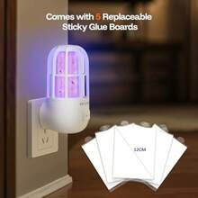 Fly Trap Indoor Plug-In Flying Insect Trap Fruit Fly Traps For Indoors With Dual Band Powerful Mosquito Control UV Light And 5 Replaceable 360 Sticky Glue Boards - 如圖 - 查看 6