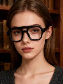 1pc Fashionable Casual Tritan (Copolyester) Women's Non-Prescription Glasses, Autumn/Winter