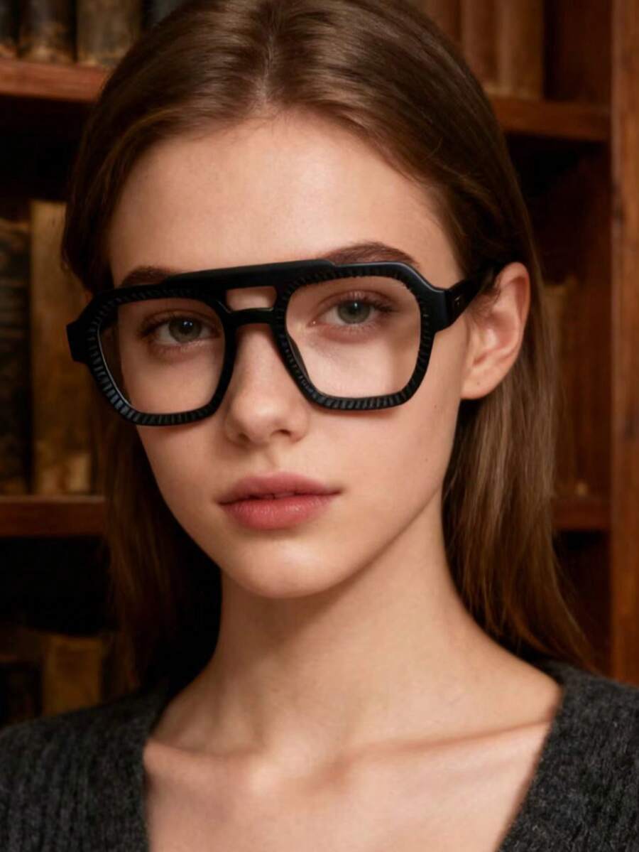 1pc Fashionable Casual Tritan (Copolyester) Women's Non-Prescription Glasses, Autumn/Winter