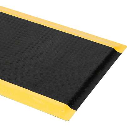 Tapete Antifatiga Anti-derrapante Industriales De 120*60 Cm,Alfombrillas antifatiga industriales, resistentes de grado comercial con placa de diamante de vinilo antideslizante, ergonómica, de pie, color negro con borde