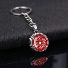 1 pieza Llavero con cabujón de vidrio con tema navideño, anillo de llave de aleación con patrón de Papá Noel/árbol de Navidad/Feliz Navidad, accesorio festivo como regalo para hombres y mujeres