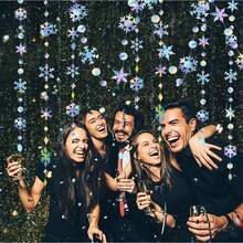 4m Christmas Party Decorations With Snowflake, Crepe Paper, Sewing Craft, Suitable For Window Display, Shops, Parties, Christmas Trees, Wedding Venues, Holiday Decorations And Promotional Event Setups,Christmas - Multicolor - View 5