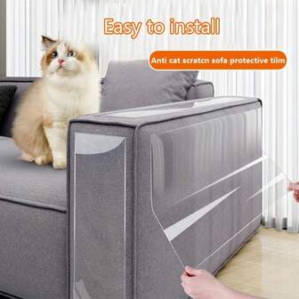 1 Rollo de cinta protectora autoadhesiva de PVC transparente contra arañazos de gato para muebles, almohadillas y pegatinas para sofá, suministros para mascotas, accesorios para gatos