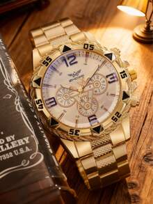 1pc Classic Minimalist Business Quartz Watch With Steel Strap, Stylish Design Suitable For Birthday Gift, Year-End Promotion - Multicolor - View 3