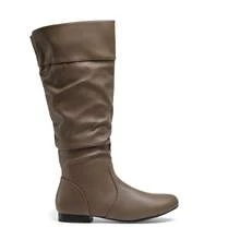 Women's Wide Calf Knee High Boots Fur Lined Side Zipper Fall Winter Boots - 卡其色 - 查看 3