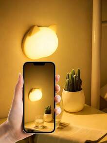 1pc Cat Shaped Wireless Smart Motion Sensor Light, USB Rechargeable, Suitable For Children's Room, Hallway, Cabinet, Bedroom, Nursery, LED Bedside Lamp, Sleep Charging LED Bedside Night Light, For Indoor, Bedroom, Room, Living Room, Office