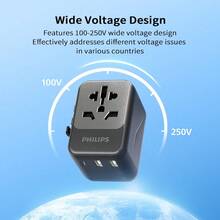 PHILIPS Multi-Country Travel Adapter Kit With 4 USB Smart Ports, Suitable For Business Travelers And Families, Desktop Charging Station, Compatible With Most Common Specifications. SPB1005B/93