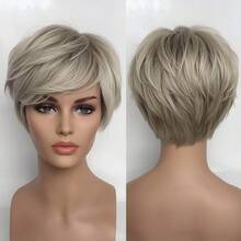 Synthetic Hair Dark Brown With Green Highlights Short Layered Bob Wig - Stylish & Sleek Style Suitable For Women, Ideal For Daily Wear Or Special Occasions - Màu be - Xem 2
