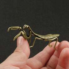 A Brass Mantis Trinket, Tea Pet Solid Copper Insect Bronze Miniature Sculpture Copper Art Trinket - 黃銅螳螂 - 查看 5