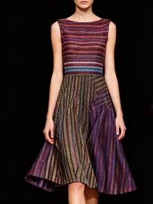 1pc Thin Striped Metallic Fabric, Composite Cationic Sequin Cloth, Pre-Cut Apparel, Dress, Tablecloth, Curtain, Home DIY Sewing Material - Multicolor - View 4