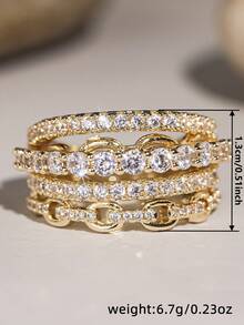 1pc Fashion Cubic Zirconia Ring, Women's Style, Suitable For Wedding, Engagement, Anniversary, Party, Valentine's Day And Other Occasions - 1# - View 6