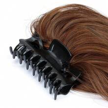 14英寸半扎直马尾辫，带爪夹 - 耐热合成瀑布式假发，适合女性、圣诞派对和日常佩戴，轻松夹戴，无需编发（黑色/棕色） - 彩色 - 查看 11