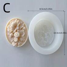 Embossed Flower Candle Mold Cake Baking Mold DIY Oval Aromatherapy Handmade Soap Mold - Transparent White - View 11