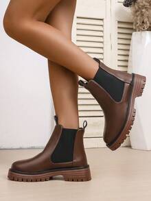 女士踝靴、套脚鞋、黑色鞋、冬靴、黑色靴子、女鞋、平底鞋、新款鞋、踝靴、女鞋、高跟鞋 - 棕色 - 查看 15