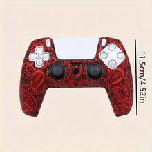 Capa protetora de silicone macio com padrão assimétrico aleatório para controle de Playstation 5, capa para gamepad com impressão por transferência de água. - Multicolorido - Ver 3