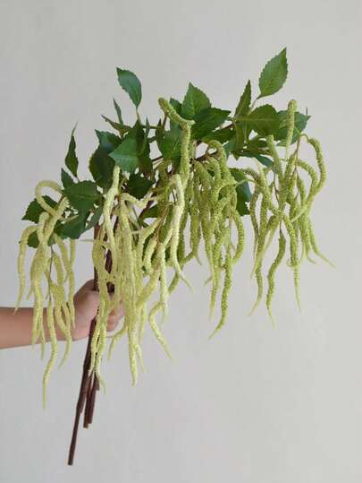 35 Inch Artificial Green Amaranth Tail Branch Fake Hanging Plant, Suitable For Bridal Bouquets, Wedding Floral Decor, Dining Table Centerpieces, Home Room Decoration