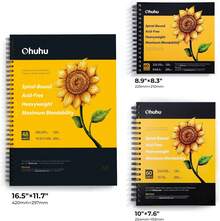 Ohuhu Marker Pads Art Sketchbook, 16.5"X11.7" XL A3 Large Paper Size, 120 Lb/200 Gsm Heavy Smooth Drawing Papers, 48 Sheets/96 Pages, Spiral Bound Sketch Book For Alcohol Markers Christmas Gift - 16.5"x11.7" - 查看 4