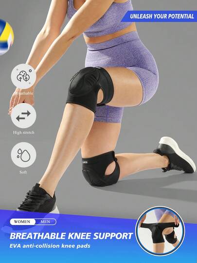 VBOSI 2 Pieces Unisex Elastic Sponge Knee Pad – Breathable Shock-Absorbing Sports Sleeve For Basketball, Volleyball, Cycling & Running For Women Men