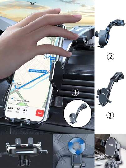 360° Rotating Car Phone Holder - Silent Adjustable Navigation Bracket, Made Of ABS Material, Strong Suction Cup Base, Hands-Free Smartphone Holder, Suitable For Vehicle Air Vent. Perfect Gift For Birthday, New Year, Valentine's Day. Compatible With IPhone, Android Phones, Birthday Gift, Summer Gift For Family And Friends, Birthday Car Accessory, Car Phone Holder, Strong Load-Bearing Capacity.