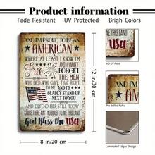 Patriotic American Flag Metal Wall Art, 12x8 Inch - Vintage Iron Decor With Inspirational Quote For Home, Office, Or Veteran - 彩色 - 查看 4