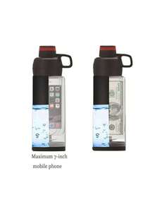 1pc Hidden Water Bottle With Secret Pocket For Phone And Medication - Multicolor - View 6