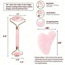 1pc Face Beauty Massage Tool Set, Including Roller, Massage Board, Body Back Scraping Gua Board, Pink And White Options - Random Color 2pcs Set - View 8